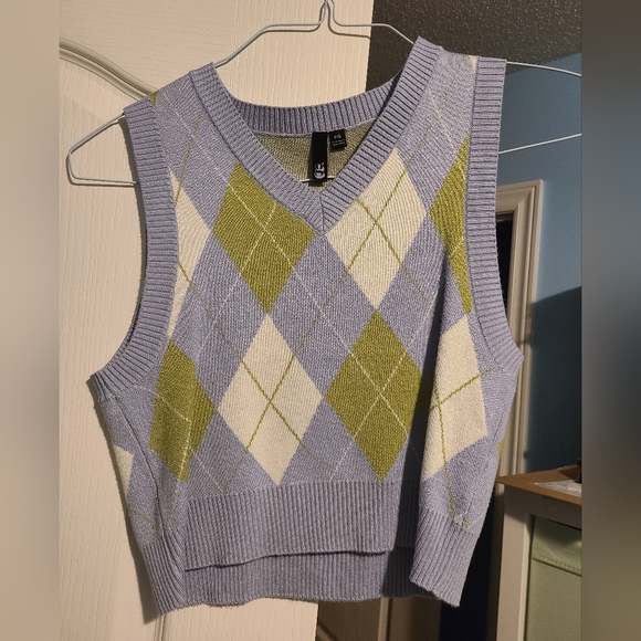 Garage Argyle Sweater Vest | US S | Blue, Green, White - Picture 2 of 5
